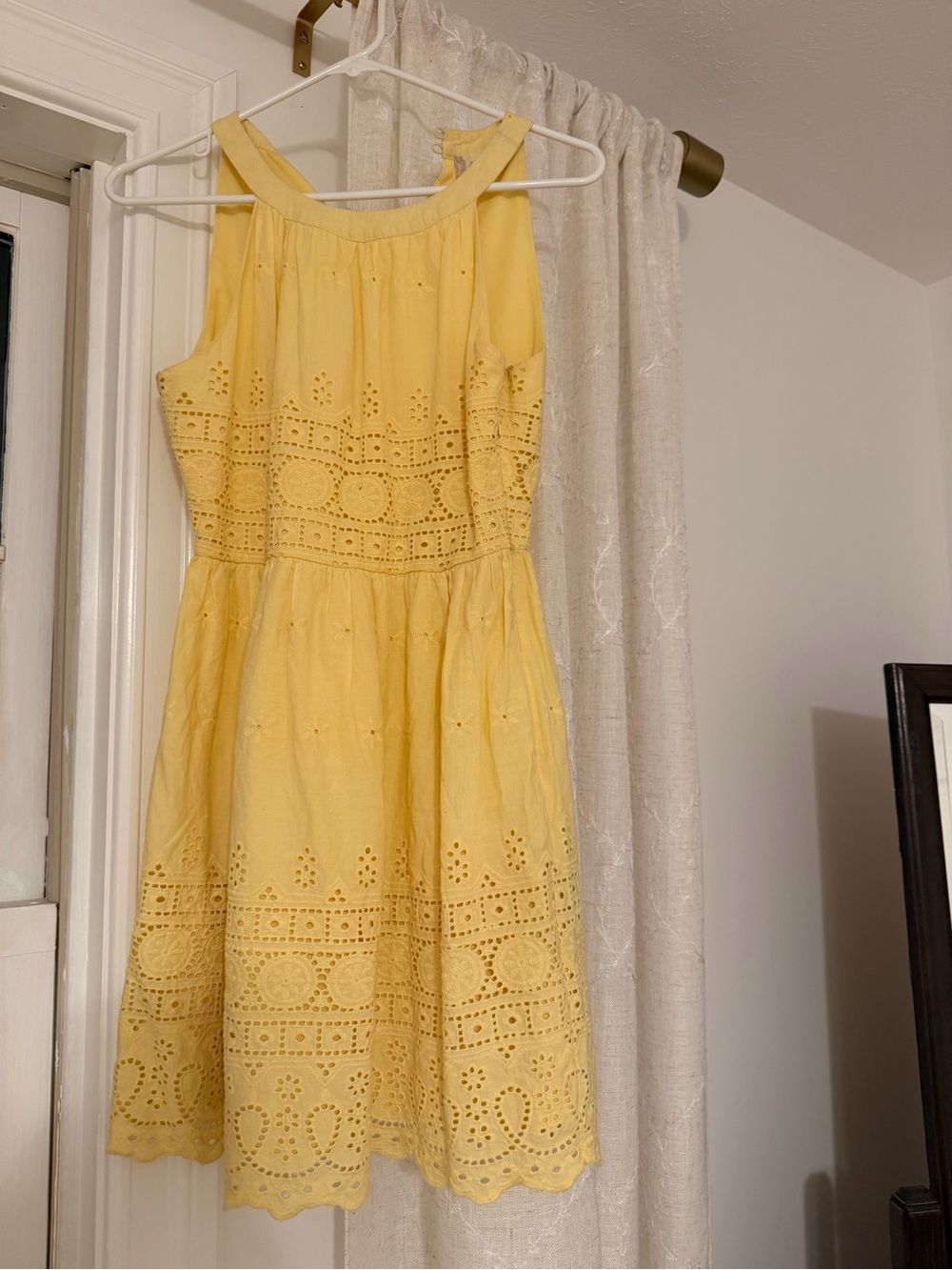 Altar'd State Yellow Eyelet Mini Dress
